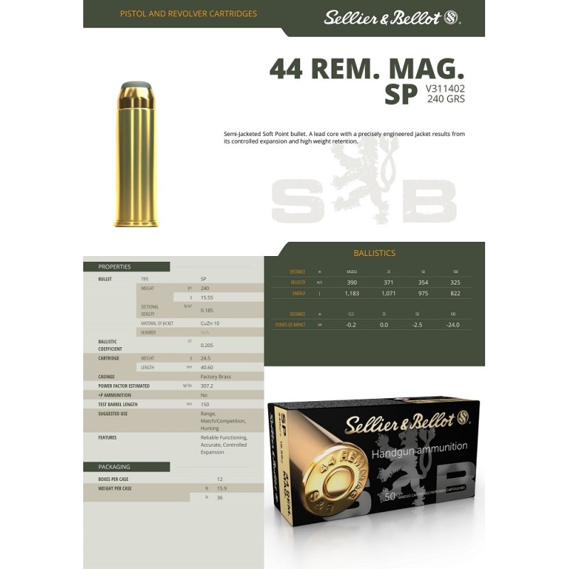 44 REM MAG SELLIER BELLOT 240GR SP
