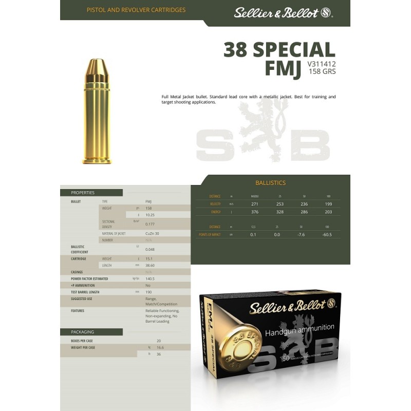 38 SPECIAL SELLIER BELLOT 10.25 FMJ