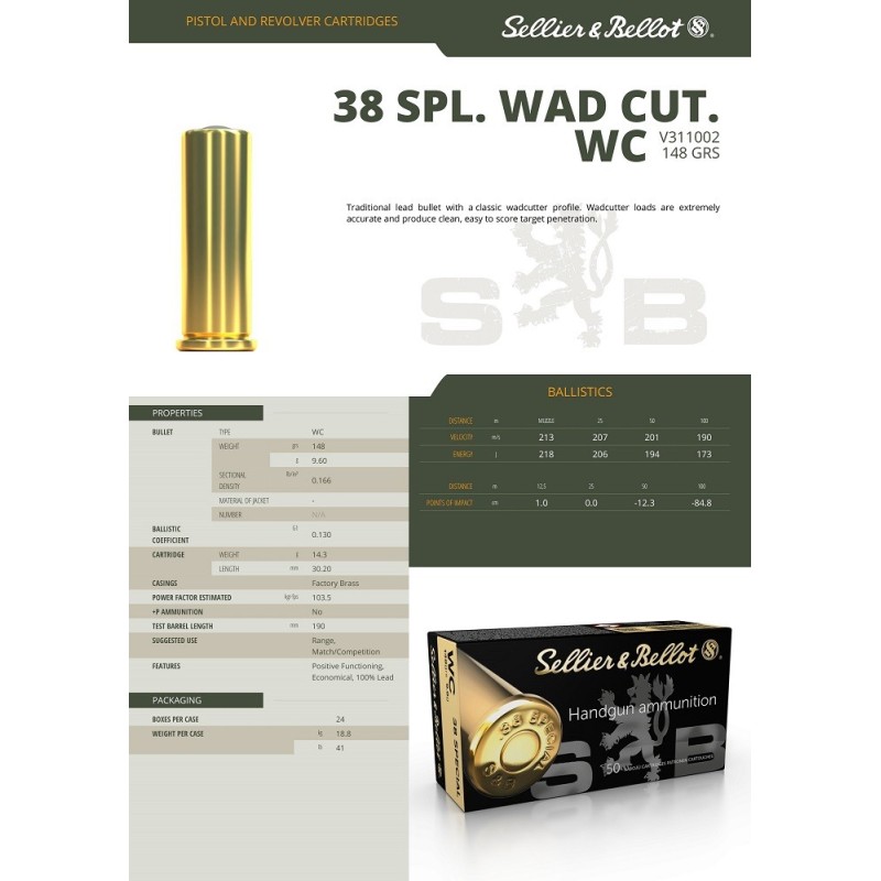 38 WAD CUT 148GR 9.6G SELLIER&BELLOT
